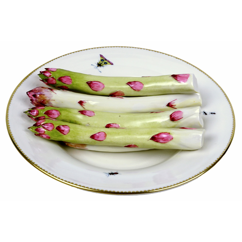 ASSIETTE TROMPE L'OEIL aux "ASPERGES" en porcelaine de Didier GARDILLOU 