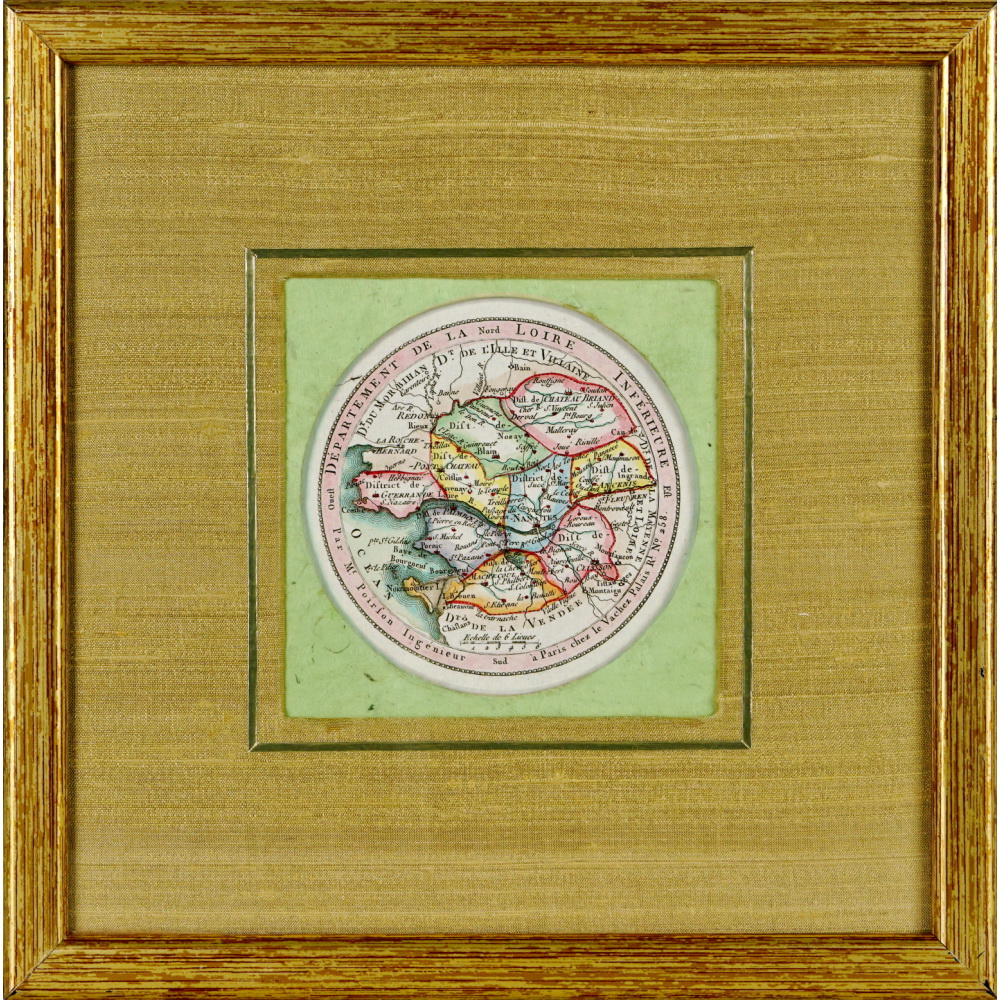 DÉPARTEMENT DE LA LOIRE INFÉRIEURE (44) - RARE Petite carte départementale – Ep. FIN XVIIIe