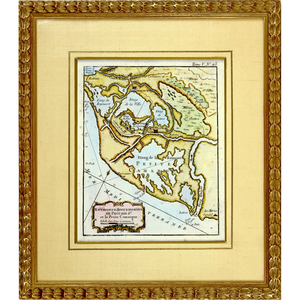 RARE CARTE MARINE des "ENVIRONS D'AIGUEMORTES DE PECCAIS & DE LA PETITE CAMARGUE - Ep. XVIIIe (CIRCA 1760)