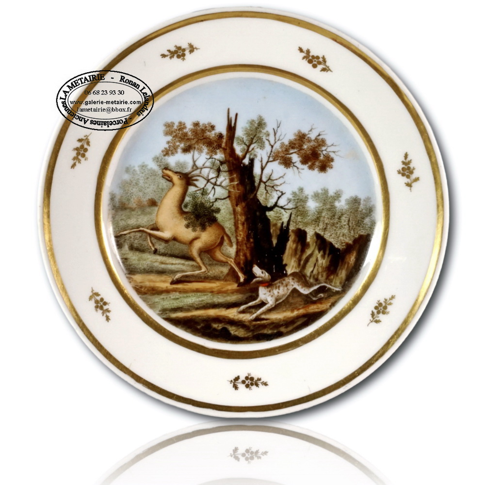 FRANCE -  ASSIETTE à décor cynégétique - Ep. 1ere MOITIE XIXe