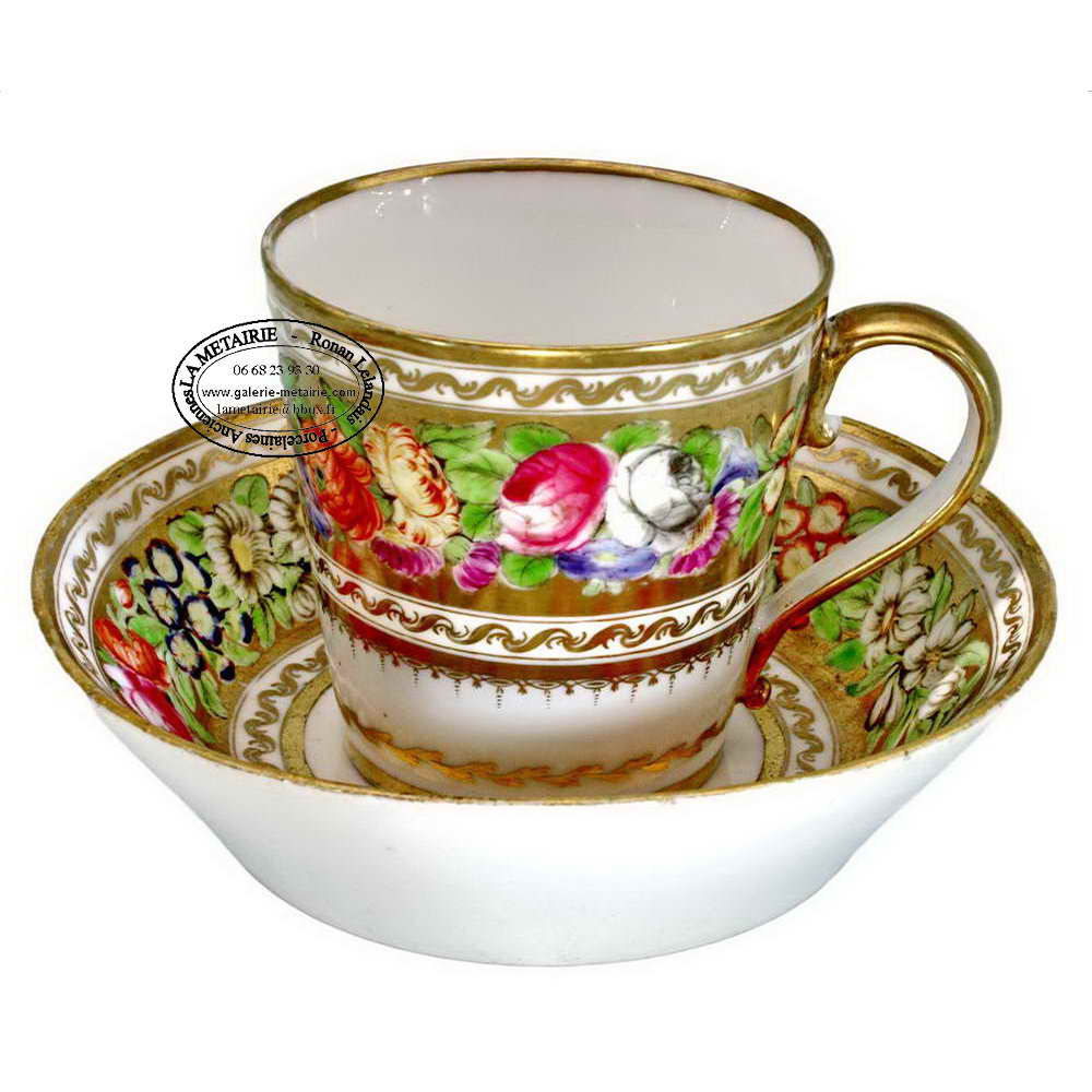 PARIS - Manufacture de LOCRÉ - Grande TASSE à CHOCOLAT et sa SOUCOUPE - Ep. XVIIIe