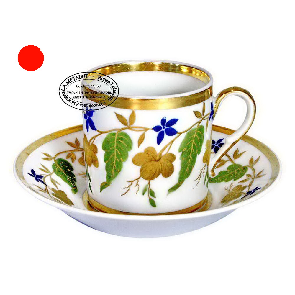 Ancienne Grande Tasse Et Soucoupe V.F. Paris - Modèle Provins - Faïence Bleu Et Blanc