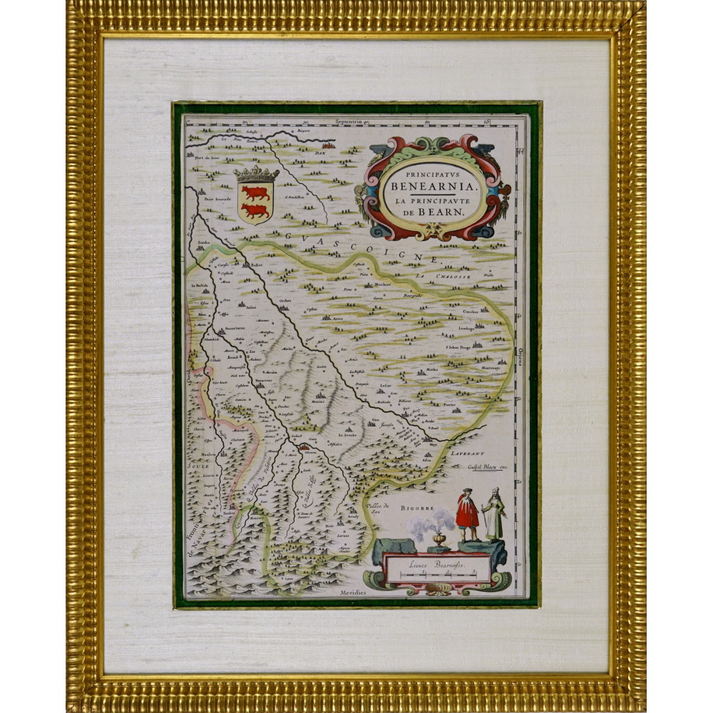 RARE CARTE DE LA PRINCIPAUTE DE BEARN (SUD OUEST) - Ep. XVIIe (CIRCA 1640)
