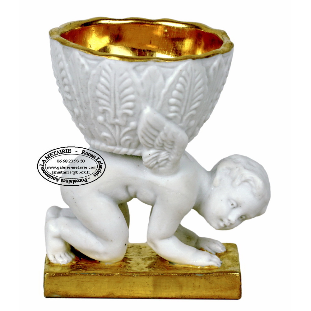 RARE COQUETIER en porcelaine de PARIS - Manufacture de DAGOTY - Ep. EMPIRE